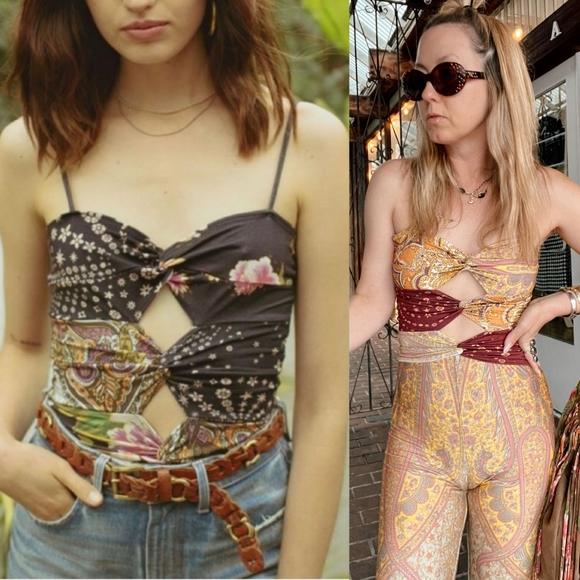 Rare Novella Royale Etta Tank Midnight Haze M Moon Stars Camisole Floral cut out - Picture 12 of 16